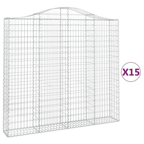 vidaXL 15 db &iacute;ves horganyzott vas gabion kos&aacute;r 200x30x180/200 cm