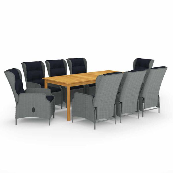 vidaXL 9 r&eacute;szes vil&aacute;gossz&uuml;rke kerti &eacute;tkezőgarnit&uacute;ra