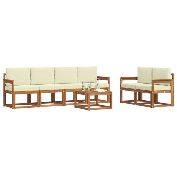 vidaXL K&uuml;lt&eacute;ri kanap&eacute; szett p&aacute;rn&aacute;val 7 pcs Term&eacute;szetes &eacute;s kr&eacute;msz&iacute;nű