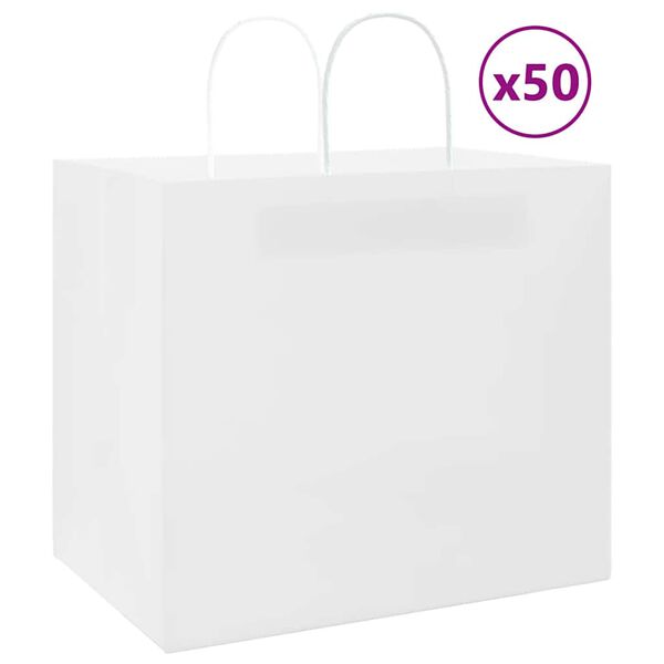 vidaXL 50 db feh&eacute;r pap&iacute;rzacsk&oacute;k foganty&uacute;kkal 32x22x28 cm