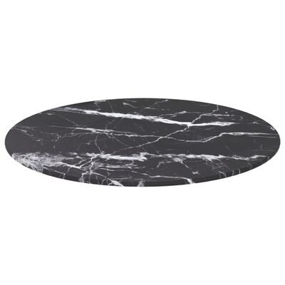 vidaXL fekete edzett üveg asztallap márványdizájnnal Ø50 x 0,8 cm