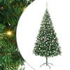 vidaXL megvil&aacute;g&iacute;tott műkar&aacute;csonyfa 910 &aacute;ggal g&ouml;mb szettel 210 cm