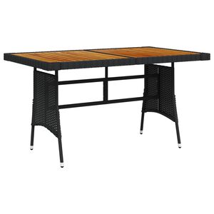 vidaXL fekete polyrattan &eacute;s t&ouml;m&ouml;r ak&aacute;cfa kerti asztal 130 x 70 x 72 cm