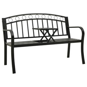 vidaXL fekete ac&eacute;l kerti pad asztallal 120 cm