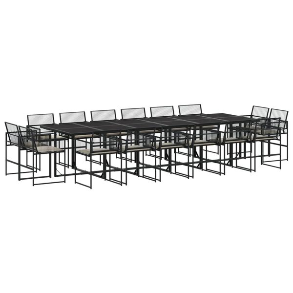 vidaXL 17 részes fekete polyrattan kerti étkezőgarnitúra párnákkal