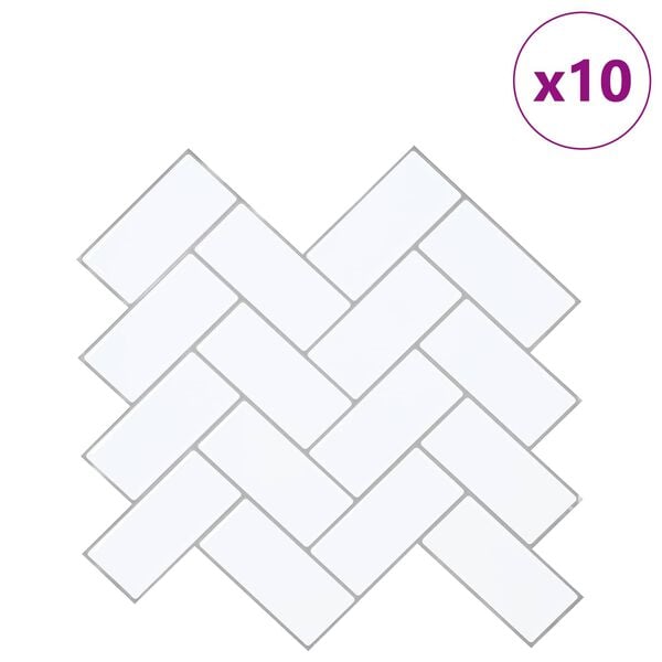 vidaXL Halv&aacute;ny Csempe 10 pcs Feh&eacute;r sz&uuml;rke 30 x 30 cm Poliuret&aacute;n &eacute;s PET