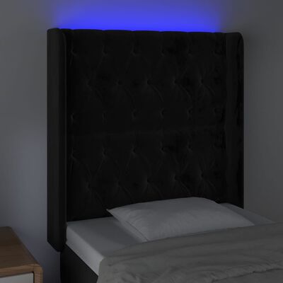 vidaXL fekete bársony LED-es fejtámla 83x16x118/128 cm