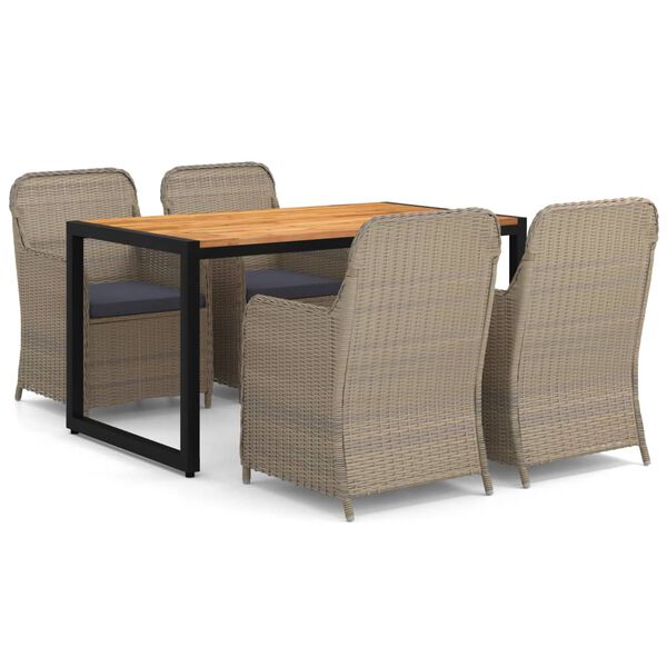 vidaXL 5 r&eacute;szes barna kerti &eacute;tkezőgarnit&uacute;ra