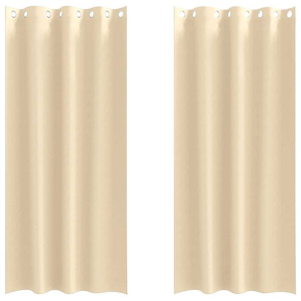 vidaXL Fekete F&uuml;gg&ouml;ny Gyűrűkkel 2 pcs Kr&eacute;m 260 x 140 cm Poli&eacute;szter