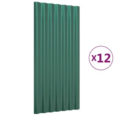 vidaXL 12 db zöld porszórt acél tetőpanel 80x36 cm