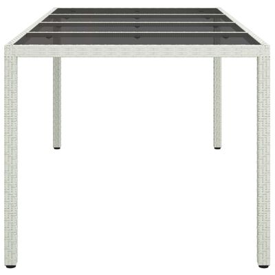 vidaXL fehér polyrattan és edzett üveg kerti asztal 190 x 90 x 75 cm