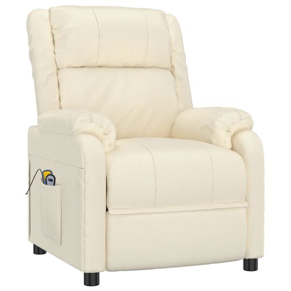 vidaXL krémszínű műbőr elektromos masszázsfotel