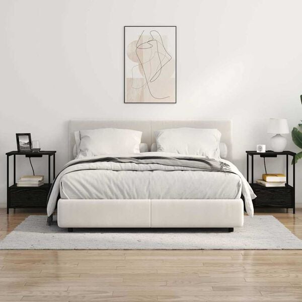 vidaXL &Eacute;jjeliszekr&eacute;ny 2 pcs Fekete t&ouml;lgy 42 x 41 x 56 cm Faanyag