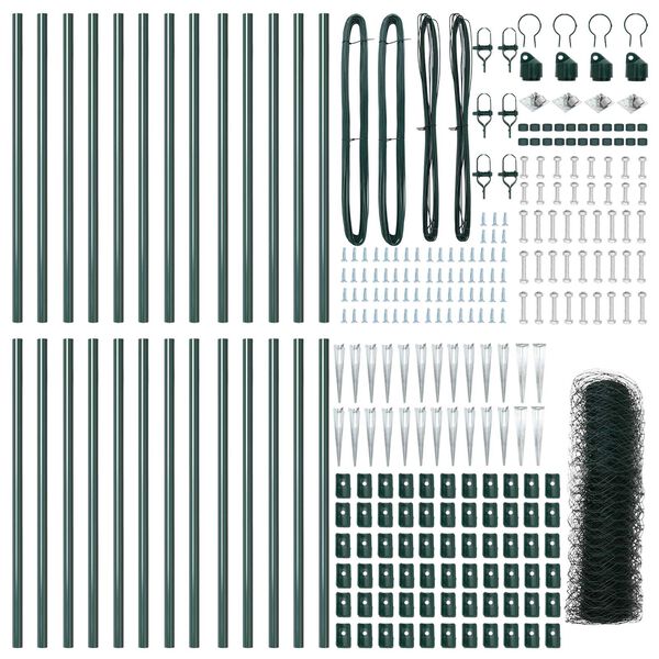 vidaXL Ker&iacute;t&eacute;soszlop Z&ouml;ld 50 x 1 m (36 mm h&aacute;l&oacute;) Ac&eacute;l &eacute;s PVC