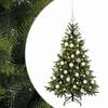 vidaXL Műkar&aacute;csonyfa g&ouml;mbbel 120 cm 150 LED Meleg feh&eacute;r PVC &eacute;s f&eacute;m