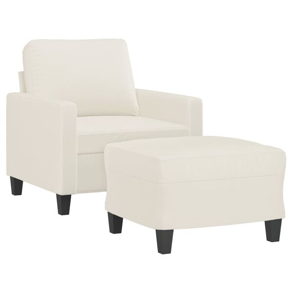 vidaXL krémszínű műbőr kanapéfotel lábtartóval 60 cm