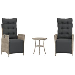 vidaXL 3 r&eacute;szes vil&aacute;gossz&uuml;rke polyrattan bisztr&oacute;garnit&uacute;ra p&aacute;rn&aacute;kkal