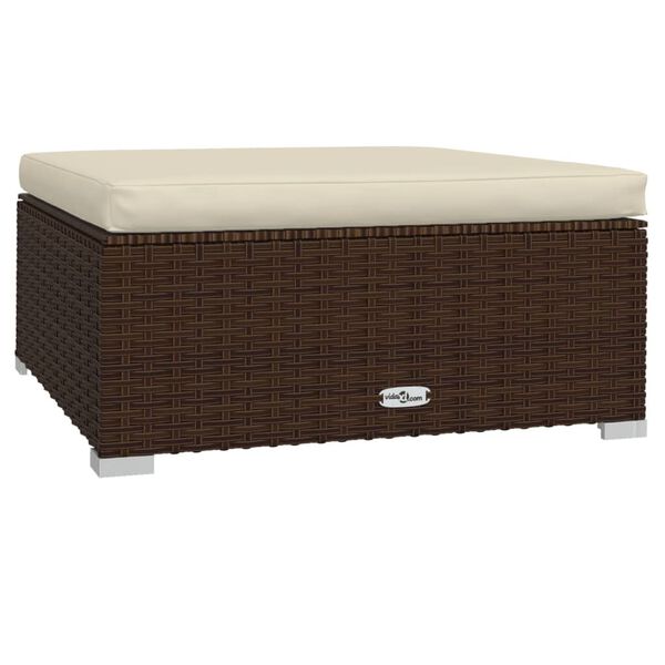 vidaXL barna polyrattan kerti l&aacute;btart&oacute; p&aacute;rn&aacute;val 70 x 70 x 30 cm