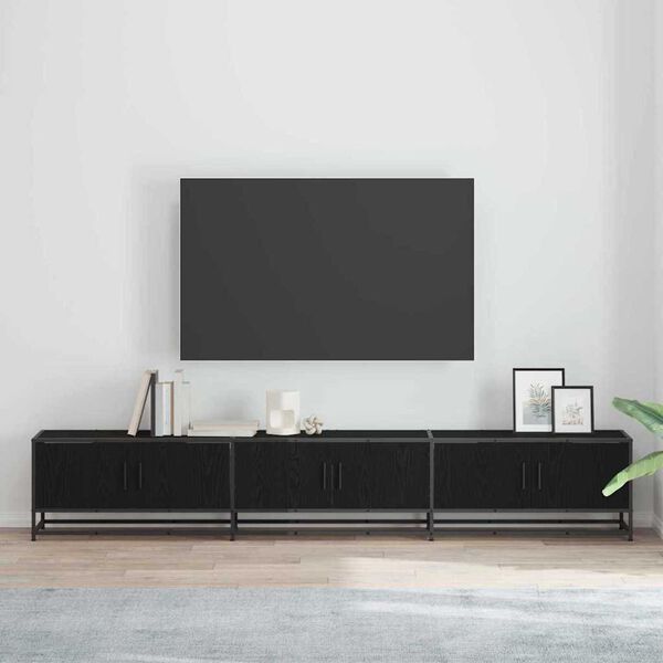vidaXL TV egys&eacute;gek 2 pcs Fekete t&ouml;lgy 240 x 35 x 41 cm Faanyag