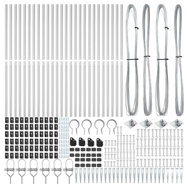 vidaXL Kerítésoszlop Egyéb 26 pcs Szürke 3,2 x 3,2 x 140 cm Acél