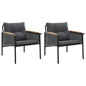 vidaXL 2 db fekete ac&eacute;l kerti sz&eacute;k p&aacute;rn&aacute;kkal