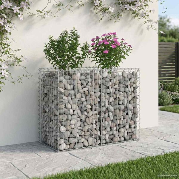vidaXL Gabion emelt &aacute;gy Ez&uuml;st 100 x 50 x 80 cm Horganyzott ac&eacute;l