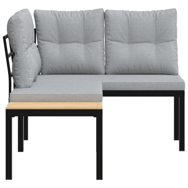 vidaXL 2 db fekete porszórt acél kerti pad párnával