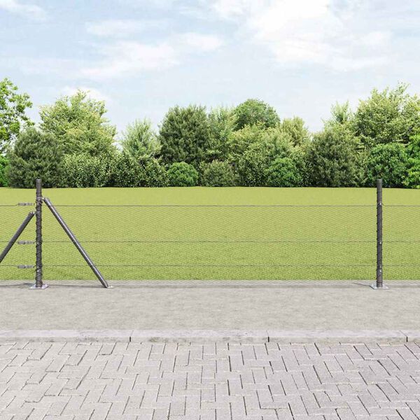 vidaXL Ker&iacute;t&eacute;soszlop Sz&uuml;rke 50 x 0,5 m (13 mm h&aacute;l&oacute;) Ac&eacute;l &eacute;s PVC