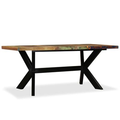vidaXL tömör újrahasznosított fa/acél étkezőasztal 180 cm