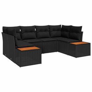 vidaXL Kerti Kanap&eacute; Szett p&aacute;rn&aacute;val t&aacute;rol&oacute;val 6 pcs Fekete Polyrattan