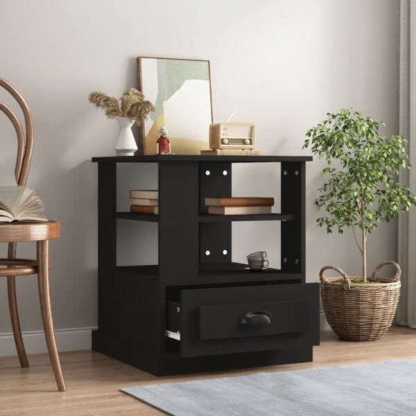 vidaXL fekete sz&iacute;nű szerelt fa kisasztal 50x50x60 cm