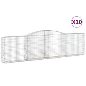 vidaXL 10 db &iacute;ves horganyzott vas gabion kos&aacute;r 400x30x100/120 cm