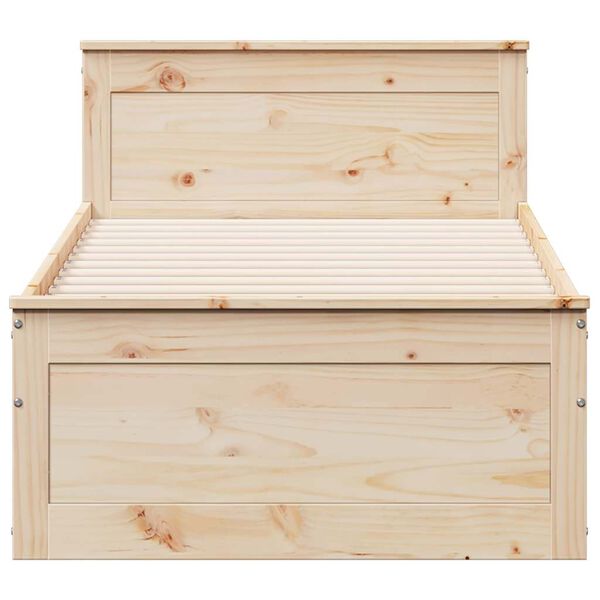 vidaXL tömör fenyőfa fejtámlás ágykeret matrac nélkül 75 x 190 cm