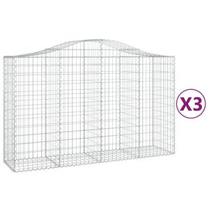 vidaXL 3 db &iacute;ves horganyzott vas gabion kos&aacute;r 200x50x120/140 cm