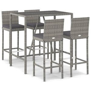 vidaXL 5 r&eacute;szes sz&uuml;rke polyrattan kerti b&aacute;rszett p&aacute;rn&aacute;kkal