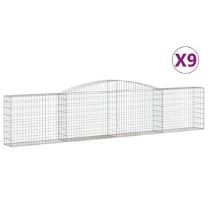 vidaXL 9 db &iacute;ves horganyzott vas gabion kos&aacute;r 400x30x80/100 cm