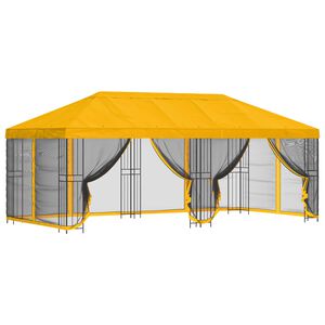 vidaXL Oldalfalas pavilon 6 x 3 m S&aacute;rga Poli&eacute;szter &eacute;s ac&eacute;l 190 gsm