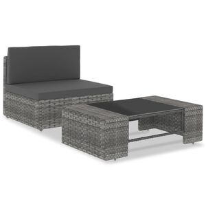 vidaXL 2 r&eacute;szes sz&uuml;rke polyrattan kerti &uuml;lőgarnit&uacute;ra