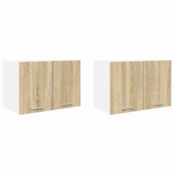 vidaXL F&uuml;ggő szekr&eacute;ny 2 pcs Sonoma t&ouml;lgy &eacute;s feh&eacute;r 60 x 31 x 40 cm