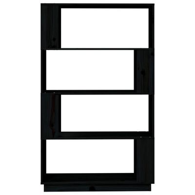 vidaXL fekete tömör fenyőfa könyvszekrény/térelválasztó 80x25x132 cm