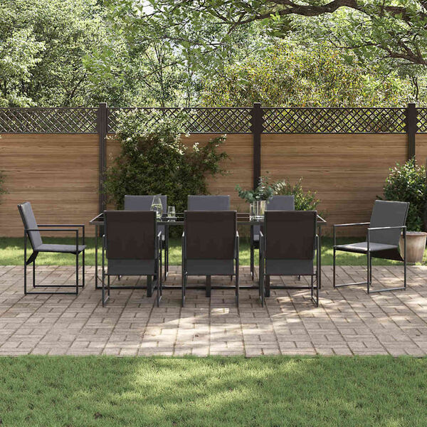 vidaXL Kert étkező szett 9 pcs Fekete Acél