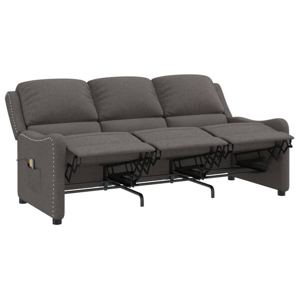 vidaXL 3 személyes sötétszürke szövet masszázsfotel