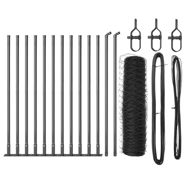 vidaXL Ker&iacute;t&eacute;soszlop Sz&uuml;rke 25 x 0,4 m (50 mm h&aacute;l&oacute;) Ac&eacute;l &eacute;s PVC