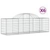 vidaXL 6 db íves horganyzott vas gabion kosár 200x50x60/80 cm