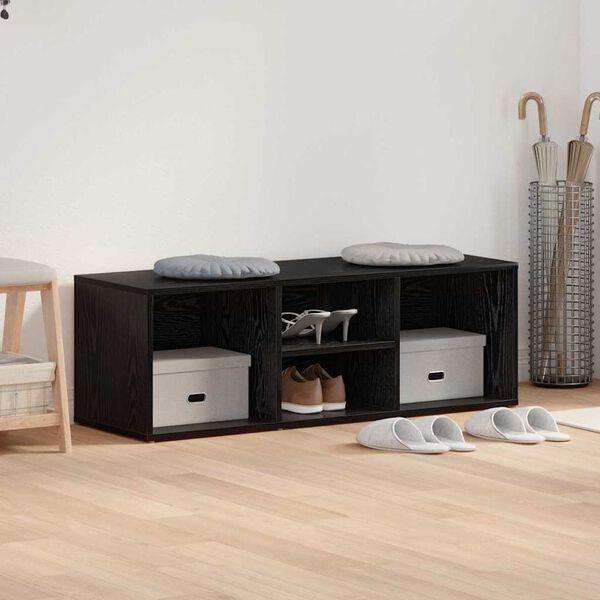 vidaXL Cipőpad polcokkal Fekete tölgy 102 x 35 x 35 cm Faanyag
