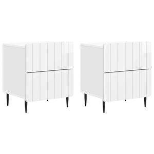 vidaXL &Eacute;jjeliszekr&eacute;ny 2 db Magasf&eacute;nyű Feh&eacute;r 43 x 34,5 x 49,5 cm