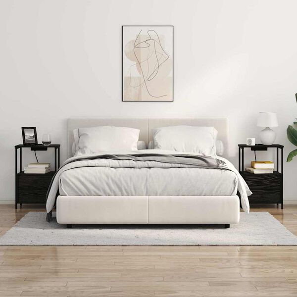 vidaXL &Eacute;jjeliszekr&eacute;ny 2 pcs Fekete t&ouml;lgy 40 x 31 x 60 cm Faanyag