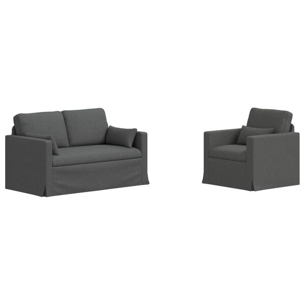 vidaXL Kanap&eacute; Szett 2 pcs S&ouml;t&eacute;tsz&uuml;rke 139 x 78 x 80 cm sz&ouml;vet