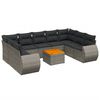 vidaXL 10 r&eacute;szes sz&uuml;rke polyrattan kerti &uuml;lőgarnit&uacute;ra p&aacute;rn&aacute;kkal