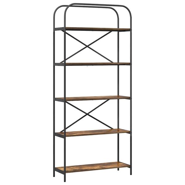 vidaXL K&ouml;nyvespolc F&uuml;st&ouml;lt t&ouml;lgy 80 x 30 x 183 cm Faanyag